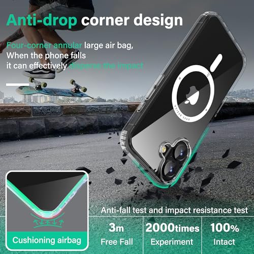 Image of ONES for iPhone 16 Case Clear Magnetic Phone Case, Compatible with MagSafe【Military Grade Protection Shockproof Airbag】【Scratch-Resistant & Anti-Yellow 】 Thin, Transparent Silicone Cover
