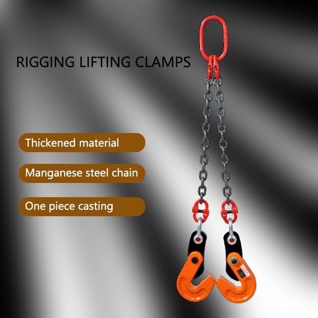 DNGXAOYA Double Chain Flatbed Lifting Vise, Chains 1-3M Available,1T-3.2T/2204-7054lb Jaws Up to 40mm/1.6in, Chains Removable for Horizontal Lifting and Handling of Panels(3.2 ton Chain 1m)