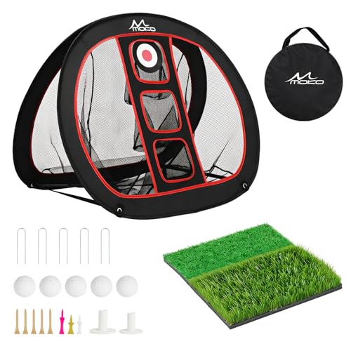 MoKo Pop Up Golf Chipping Net Double-Sided Chipping Net for Chipping Accuracy Training with Sturdy Structure Professional Golf Practice Net for Indoor and Outdoor Training