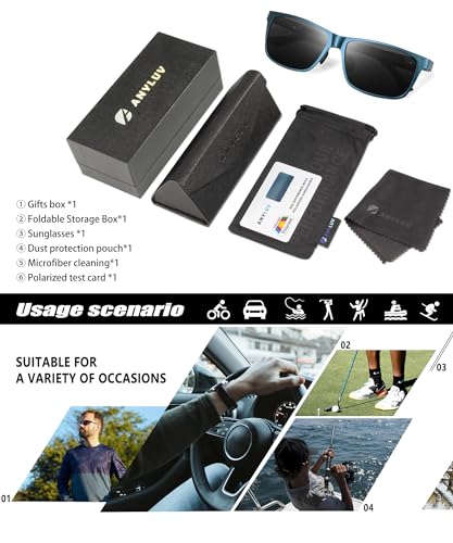 Image of Polarized Sunglasses for Men Rectangular Classic Al-Mg Metal Frame Sun Glasses Mens Sunglasses with UV Protection