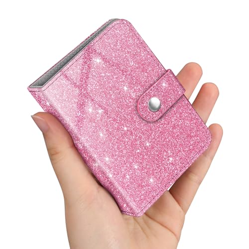 Fintie Mini Photos Album Book for 2x3 Inch Films - 52 Pockets Small Albums for Fujifilm Instax Mini Instant Camera/Polaroid Hi-Print Pictures, Kpop Photocard Holder Binder, Glittering Pink