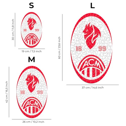 Iconic Puzzles, Milan Retro Logo, 100% eco-sustainable wooden puzzle with official license,Size S, 150 Pcs - Image 3