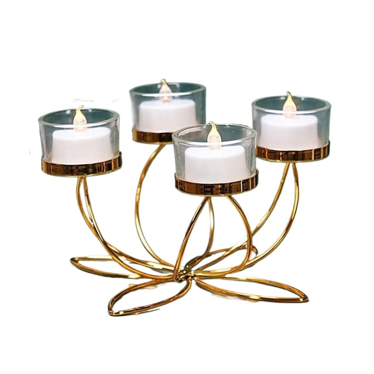 Iron Candle Holders Metal Candlestick Holder Iron Candle Holders For Romantic Candlelight Dinner Props Table Decoration(4 heads)