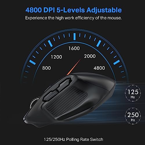 Image of E-YOOSO Large Wireless Mouse for Big Hands, X-31 Cordless Ergo Computer Mouse, 6 Buttons, 5-Level 4800 DPI, 18 Months Battery Life, for Laptop, PC, Chromebook (Bluetooth, 6)