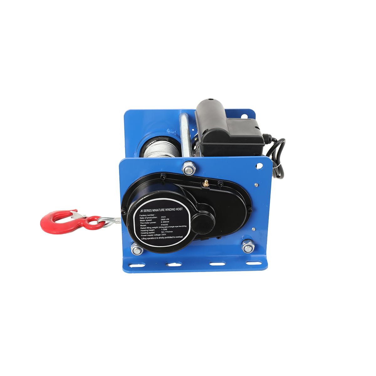 220V Elektrowinde Motorheber 200-400Kg Elektrischer Hebezug Hubwinde Aufzug Haushalt Gebäude, Kleiner Kran Mit Winde For Schwere Lasten Garage Fabrik Lager, Einseil- Doppelseil, Hubhöhe 30M