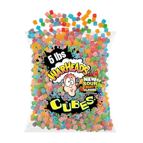 Image of WARHEADS Cubes - Sour, Sweet & Fruity Chewy Candy with New Sour Fruity Flavors: Orange, Watermelon, Blue Raspberry, Black Cherry, Strawberry & Green Apple - 5 lb Bulk Bag