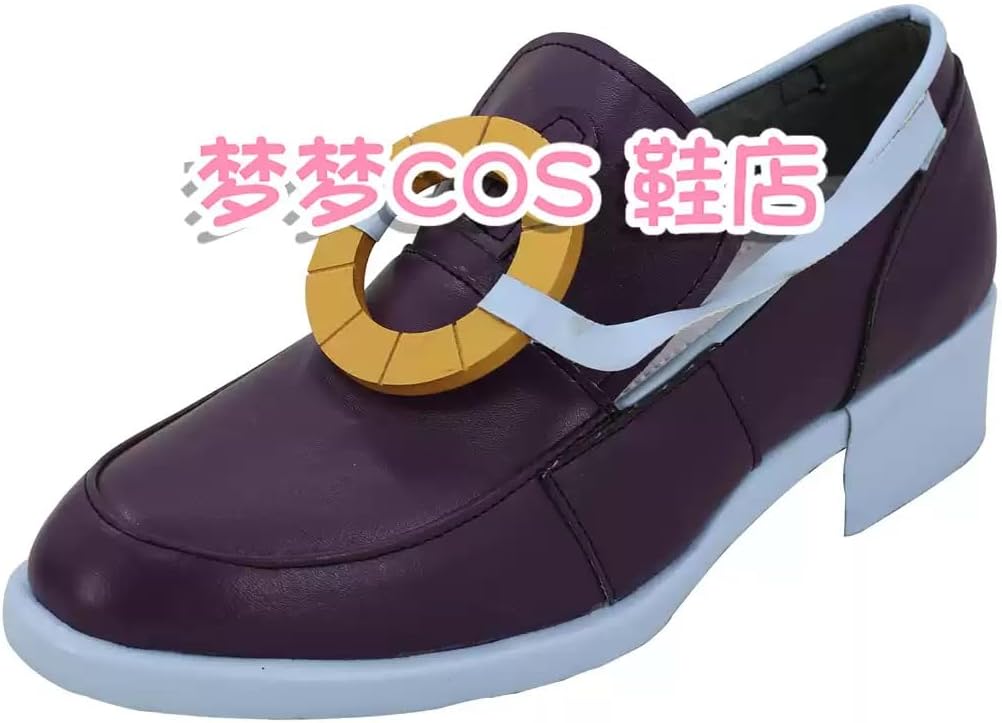 Deep Purple Faux Leather Loafers with Light Blue Trim Unisex Versatile Footwear for Cosplay & Themed Costume Parties