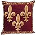 Claude6yhAly Housse de Coussin tressée Jacquard Belge Gobelin Tapisserie Fleur de Lis Rouge Bordeaux