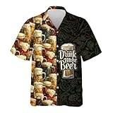 Oktoberfest Herren Kurzarm,Funky Hawaiihemd Herren,Bier Hemd Mit Party Drinks Bier Prints Hemden...