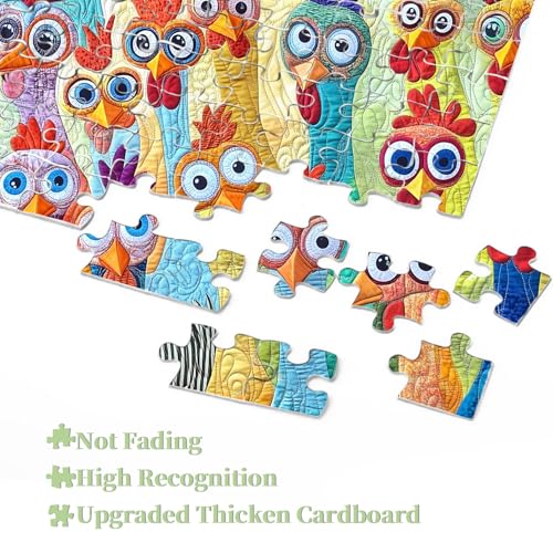 PICKFORU Happy Little Chickens Puzzles for Adults 1000 Pieces, Colorful Rooster Patchwork Jigsaw Puzzles Embroidery, Cute Animal Challenging Puzzle - Image 6