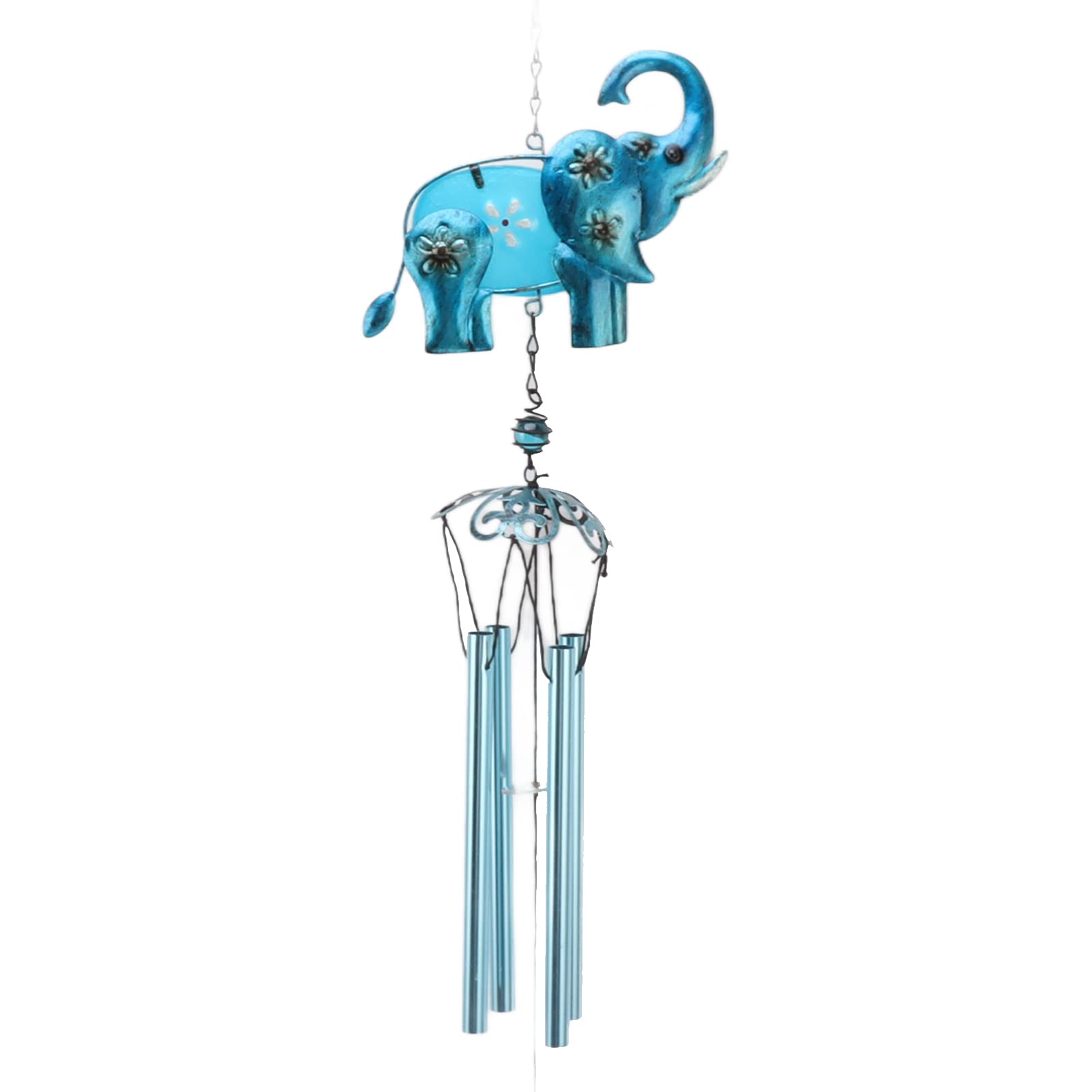 Blue Elephant Wind Chime Lovely Handmade Iron Glass Pendant Harmonious Sound Home Decor