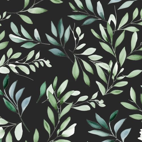 Dark Green Peel and Stick Wallpaper,Black Forest Leaf 17.5"x 393"