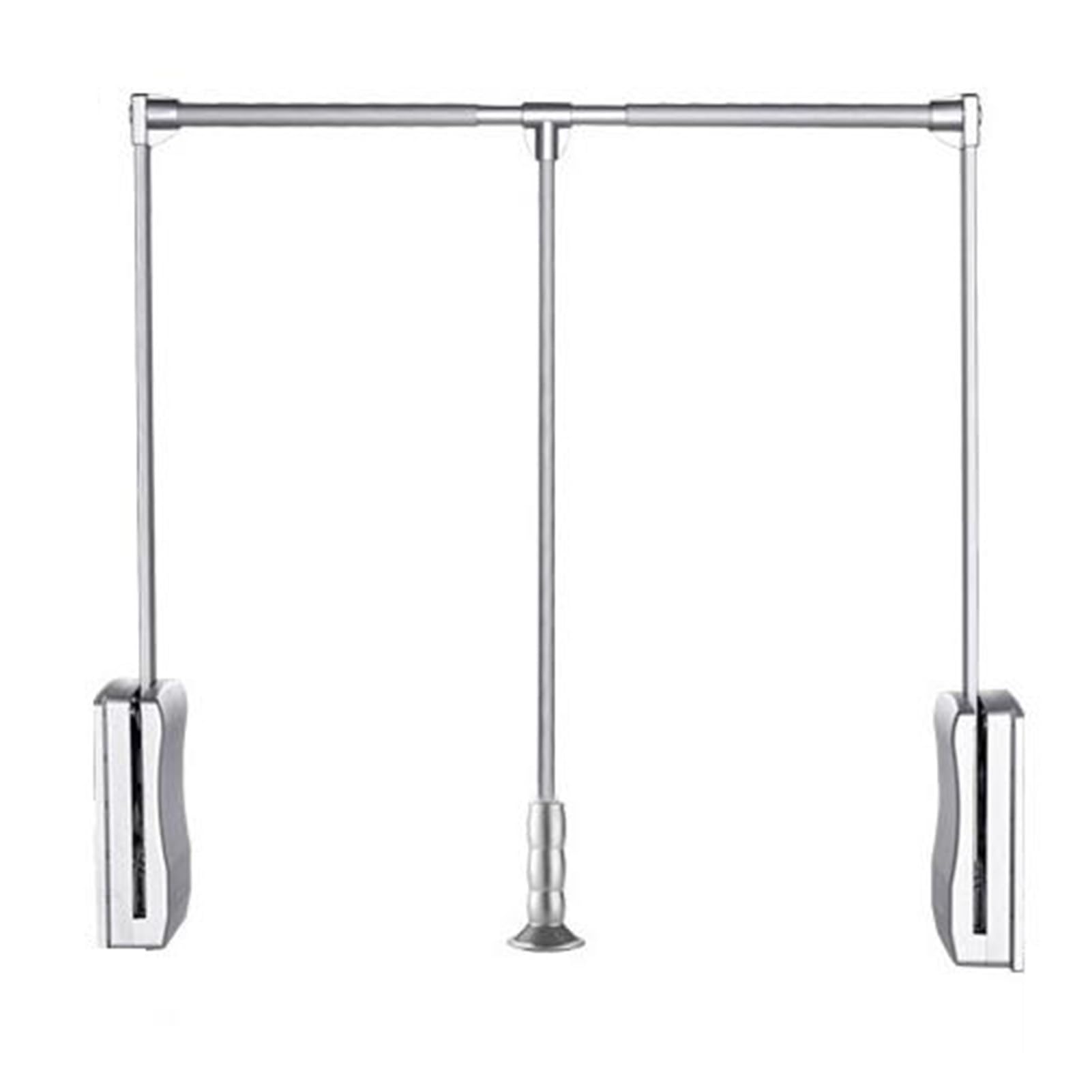 GTHTUHFD Telescopic Pull Down Wardrobe Rod Space Saving Lift Storage Rack Max Load 20Kg Adjustable Length 890 1200Mm Ideal For Closet Nization Silver-660-890mm