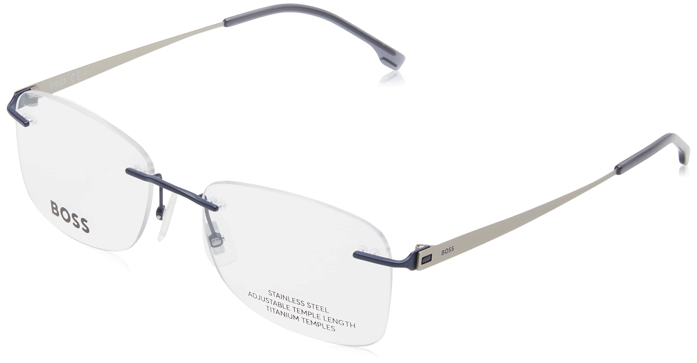 HUGO BOSSMen's Sunglasses MATTE GREY BLUE Casual BOSS 1424 RECTANGULAR