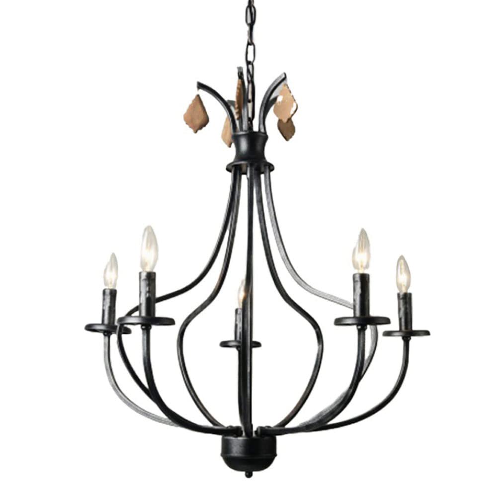 Lustre industriel en fer 5 lumières pour éclairage classique de hall - 5