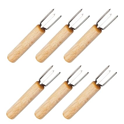 UPKOCH 6pcs Corn Holders Corn on The Cob Skewers Corn Fork Prong Skewers with Wooden Handle for Twin Prongs Home Cooking Fork
