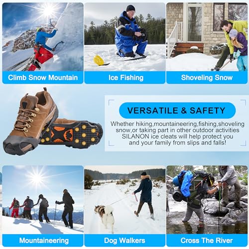 Silanon KYZY-11 ICE GRIP-L Snow Cleats For Shoes And Boots,Walk Traction Cleats Crampons Anti Slip 11 Studs Ice Snow Grippers Over Shoe thumb #5
