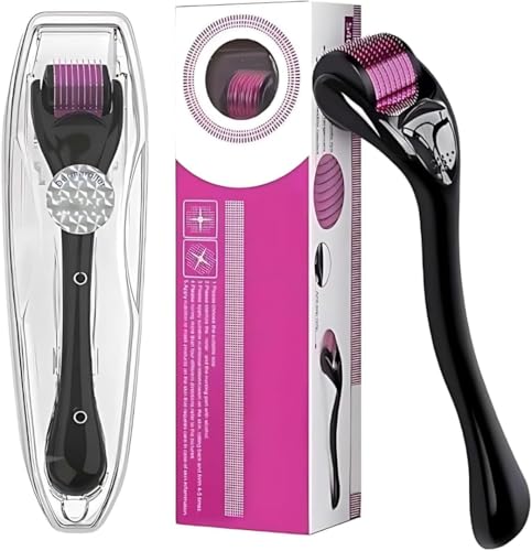 Derma Roller for Skin,Beard Derma Roller for Hair Growth & Care,Facial Roll, Micro needling 0.25mm 0.5mm 1mm 1.5mm,540 Titanium Micro Needles for Facial,Body & Hair Growth ('0.5MM')