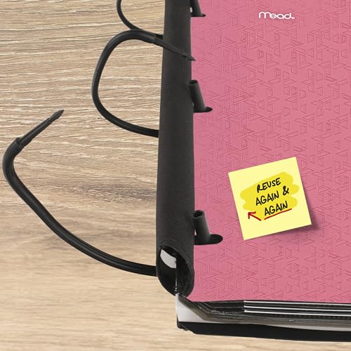 Image of Five Star Flex Refillable Notebook + Study App 1 Inch O-Rings Binder with Pockets Tabs and Dividers, 220 Sheet Capacity, Includes 60 Sheets 8.5 inch x 11 inch College Ruled Paper, Prom Pink (293280R)