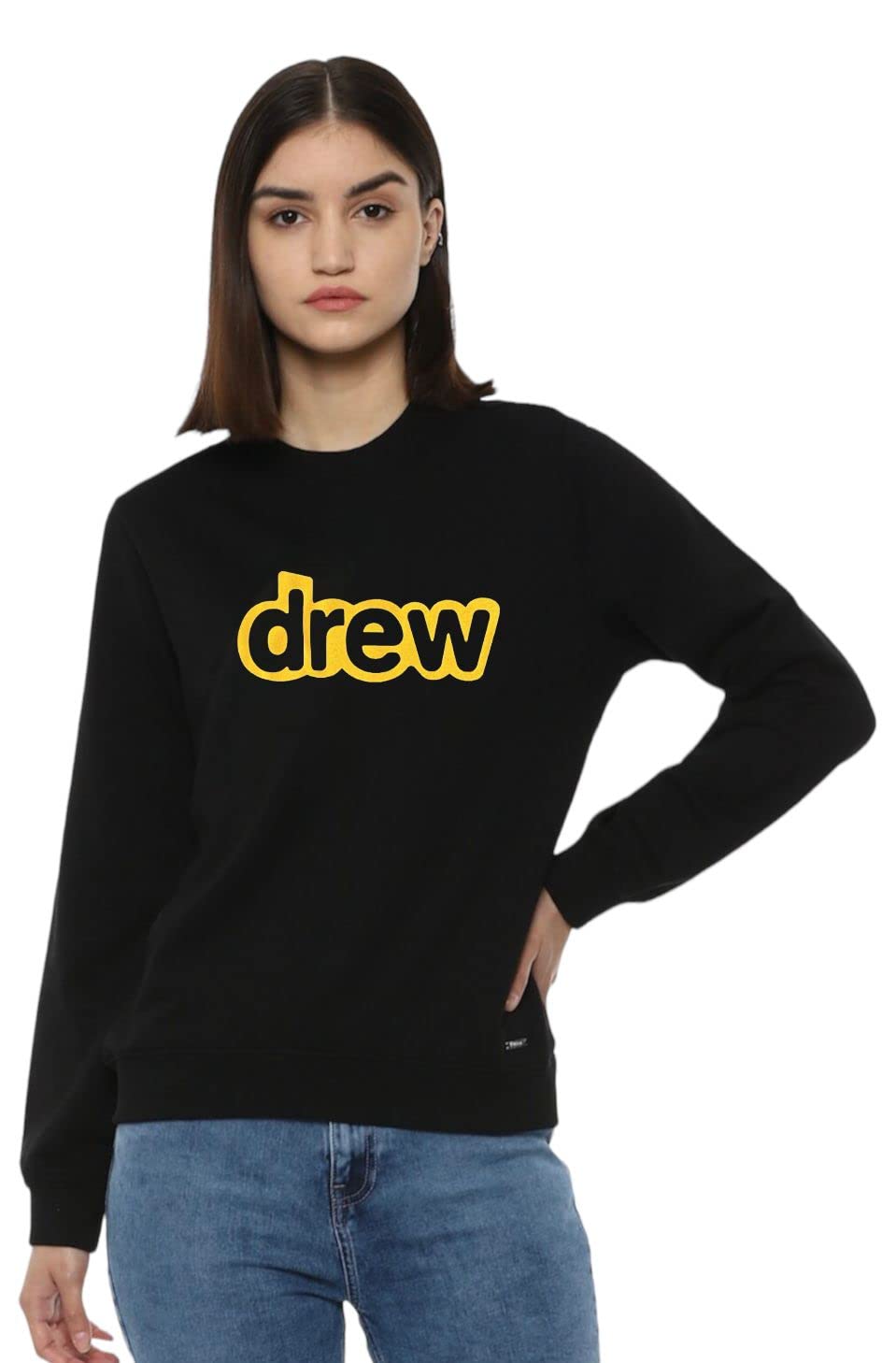 GenericMALVIS Women's Black Round Neck Solid Full Sleeve Sweatshirt-ML21WBLKDREWBOX