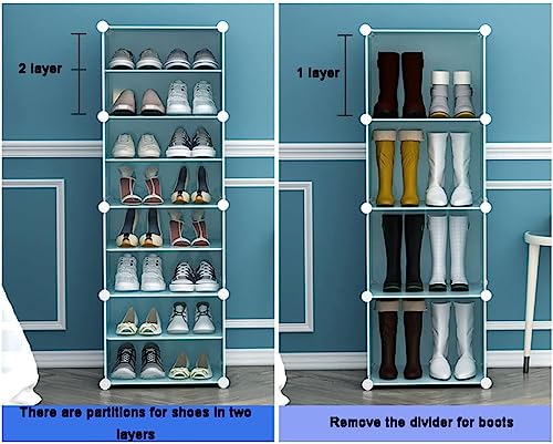 Image of Strassis Design Plastic Shoe Rack for Home | 12 Shelf DIY Shoe Rack with Door Magnets for Home Storage Plastic Box Organizer, Metal Door Frame, Chappal Slipper Sandals Stand (Blue,6 Door)