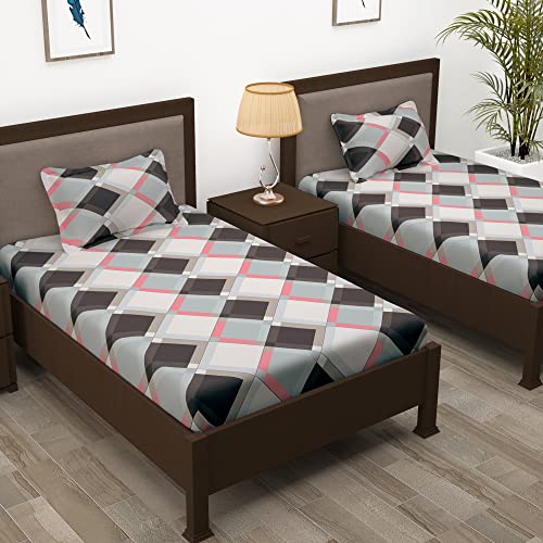 Image of Story@Home 210 TC Spark Collection Single Bedsheet Cotton Combo with 2 Pillow Covers | Multicolor | Abstract (Bedsheet : 145 X 225 cm & Pillow Cover : 40 X 60 cm)