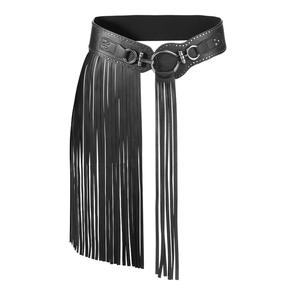 Fringe Leather Skirt Belt, Tassel Skirt Belt Punk Rock Belt Roman Gladiator  Skirt Elastic Waist Belt Vintage Corset Belts Medieval Armor Belt Gothic