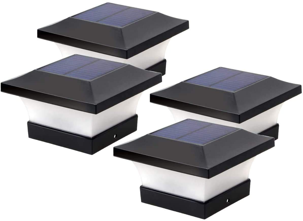 HELCEKOU Solar Post Cap Light LED Waterproof Deck Fence Lights for Garden Courtyards Pavilions and Streets Warm White Pack of 4
