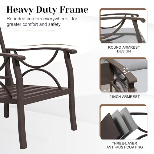 Image of FansaFurn 3 Seats Outdoor Patio Furniture Set, Outdoor Metal Sectional Furniture with Cushions, Outdoor Conversation Set with Coffee Table for Deck, Balcony, Backyard, Garden, Grey