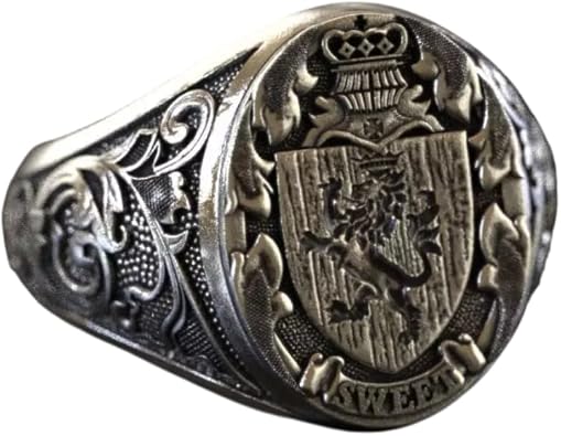 King Of The Jungle Knight Leo Lion Signet Ring For Men Gothic Royal Mane Baroque Pattern Sweet Lion Head Animal Warrior Ring 925 Sterling Silver Oxidized Handmade Horoscope New Year Jewelry