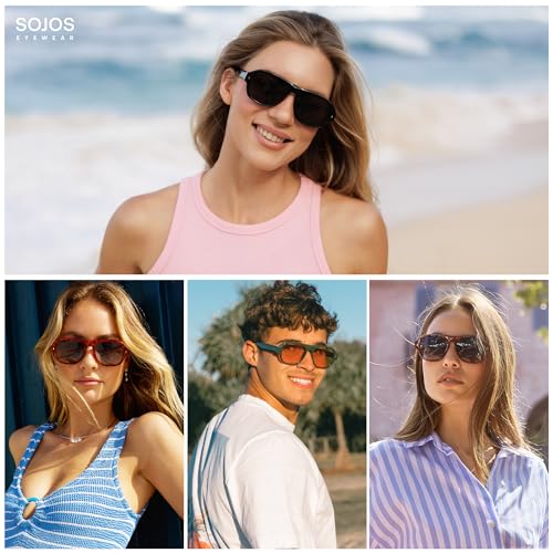 SOJOS Polarized Aviator Square Sunglasses for Women Men 90s Retro Vintage Oval Shades UV400 Lens SJ23954