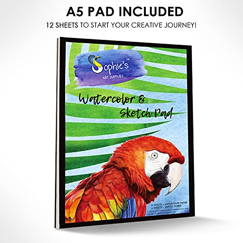 Premium Watercolor Real Brush Pens By Sophie's Art Supplies [48 Pack]. Vibrant Water Soluble Ink. Flexible Brush Tips For Watercolor Effects, Coloring And Calligraphy. Free Blending Brush + Pad! : Amazon.in: Home