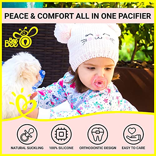 Bee Bee 6 Pacifiers 0-6 Months Soft Silicone Orthodontic Shaped Newborn Smoothie To Promote Natural Sucking For Baby | Bpa-Free And Safe For 0 To 6 Months Infants - Pack Of 6, (Clear, Lilac, Green) #TOP6