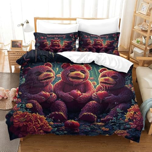 Drap de couette ours mignons 3D literie enfant fermeture éclair cachée - 3