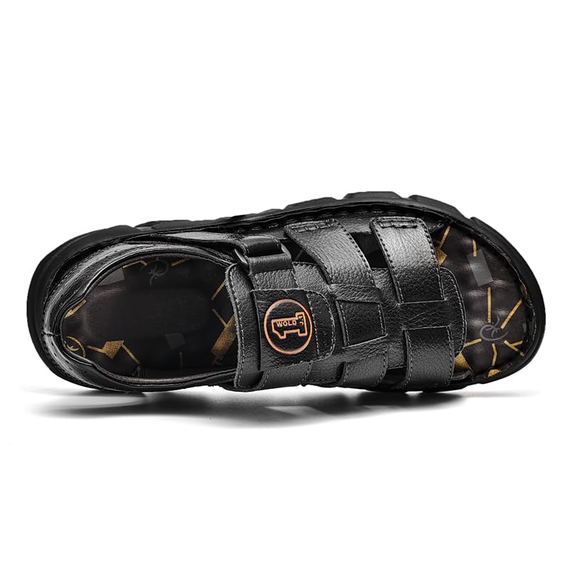 Men's Sandals Leather Open Toe Outdoor Sport Adjustable Summer Beach Shoes2