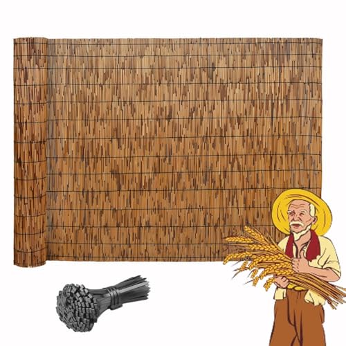 Valla de bambú Natural ocultacion Pantalla De JardíN Estera Caña Protección Visual Rollos de Vallas Decorativas Cercas De Caña para Techo Piscina 30-180cm(Marrón)