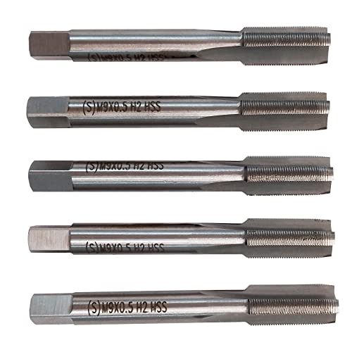 HUAZHICHUN M9×0.5 Metric Hand Tap,Thread Tap Pitch Straight Flutes HSS Right Hand Tap (2pcs)