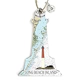 MapMom Long Beach Island, NJ Lighthouse Shaped Wood Map Ornament | 4” Tall Wood Hanging Map Ornament with Artwork & Charm | Perfect for Wine Bottles, Gift Bags, or Christmas Tree