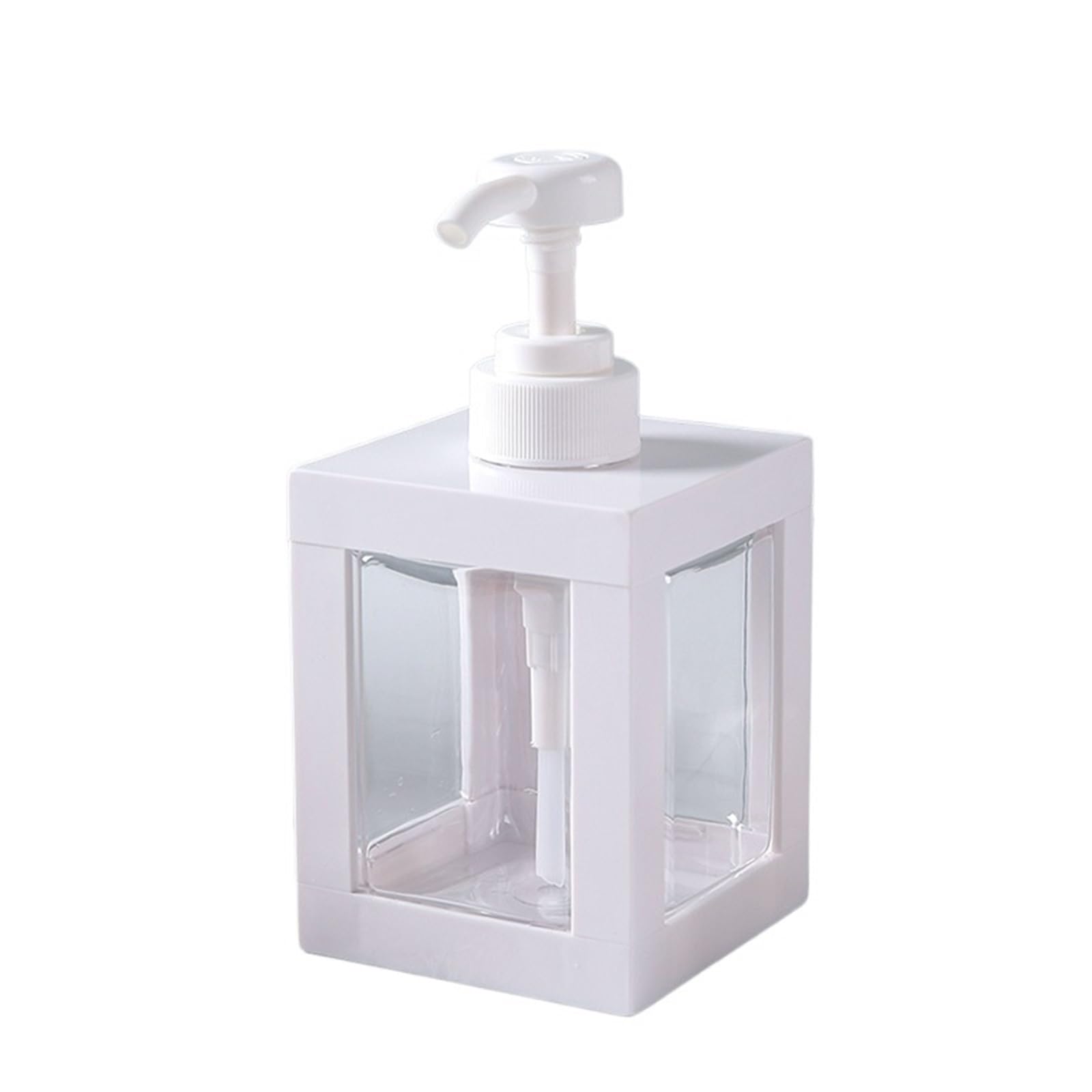 Zvli Push Dispenser Pump Bottle 500ml 750ml 1000ml Clear Plastic Square Refillable Container for Shampoo Body Wash Hand Soap(500ml White)