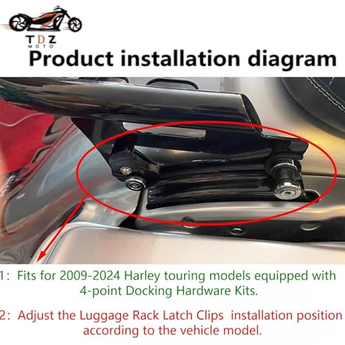 Image of TDZ Black Detachable Luggage Rack for 2009-2025 Harley Touring Street Glide Road King Road Glide Electra Glide