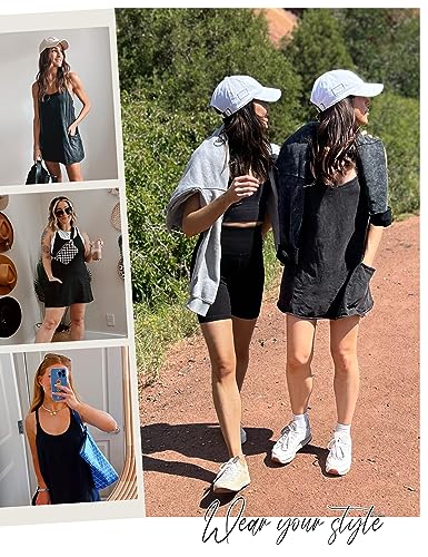 Image of Lentta Womens Athletic Sleeveless Mini Dress with Built-in Shorts V Neck Spaghetti Strap Sundress