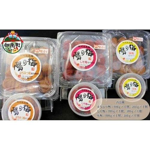 紀州南高梅詰め合わせセット 1.2kg(蜂蜜・しそ梅・味梅300g×各1個・100g×各1個)