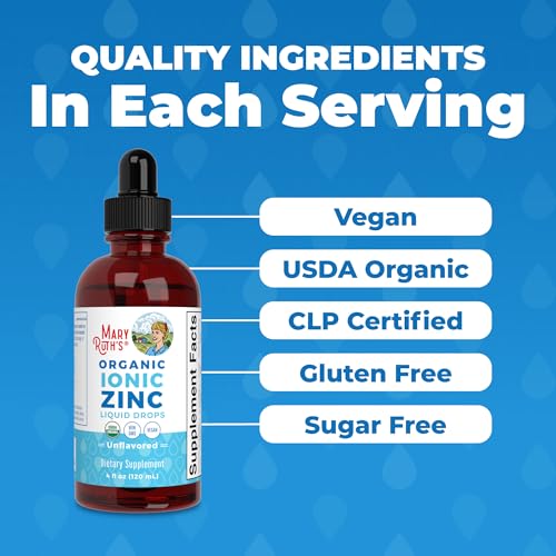 Image of MaryRuth's Organic Liquid Zinc Supplement for Kids & Adults | Immune Support | Skin Health | Antioxidant | Cellular Metabolism | Zinc Sulfate | Vegan | Non-GMO | Sugar Free | Gluten Free | 4 oz