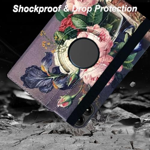 Image of TGK Rotating Flip Cover for Redmi Pad Pro 12.1 inch Case /Poco Pad 12.1 inch Tablet Printed Cases (Roses)