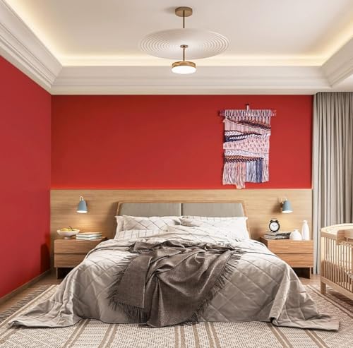 Image of DEEMUS Red Matte Peel & Stick Self Adhesive Waterproof Sticker for Living Room, Bedroom Office,Almirah, Floor, Tabletop, Wall, Fridge,& Renovation Projects (2 x 10 Feet)