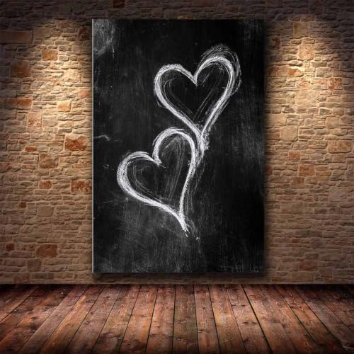 Peinture sur toile cœurs liés symbole d'amour pour décoration murale