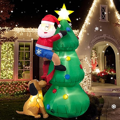 Inflables Acuáticos, Toy Danxilu 1.83M Arbol de Navidad Inflable con Papá Noel Perro Decoraciones al Aire Libre, Inflables Navidad Arbol Santa Claus para el Patio Inflables Navideños...