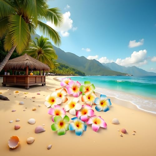 10 Pz Clips para cabello flor Plumeria multicolor Hawaii 7cm accesorios para peinado miniatura 5