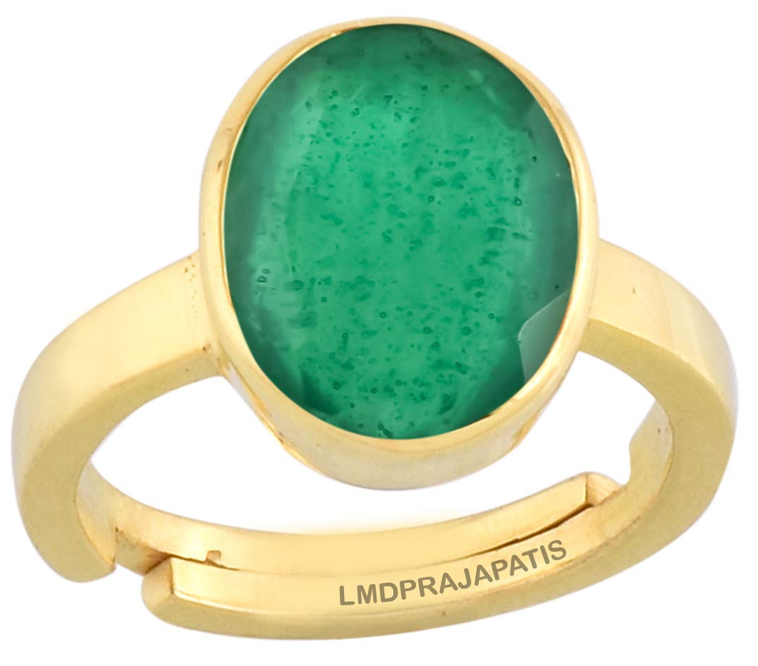 RRVGEMNatural 12.25 Ratti 12.00 Carat Natural Certified Emerald Gemstone Panna Emerald Birthstone Gold plated Ring for Men's/Women's By Lab - Certified, Gold Plated, Emerald