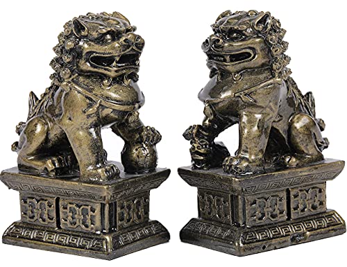 Seyee-bro Foo Dogs Guardian Lion Statues - Pair of...